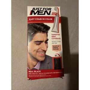 NEW Just For Men Easy Comb-In Color Real Black A-55 Mens Hair Dye (Damaged Box)